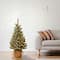 3ft. Snowy Concolor Fir with Snowy Pinecones Artificial Christmas Tree In Burlap Base, Warm White LED Lights